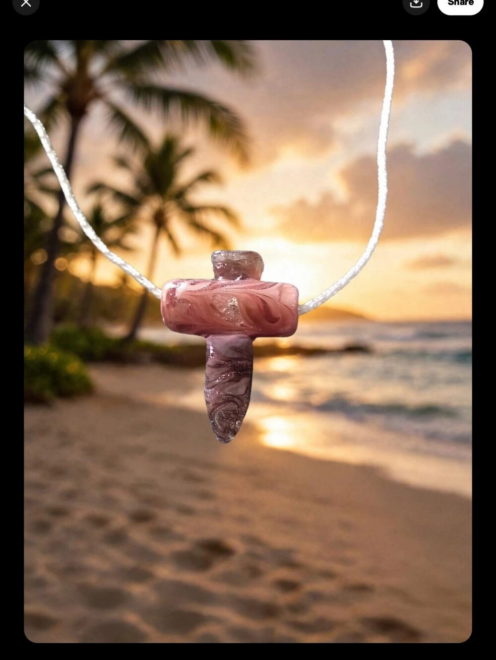 Handmade Murano Pink Glass Pendant Necklace - Women Jewelry